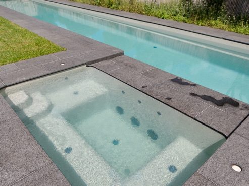 Compass Pools Fastlane custom length pool and spa combo