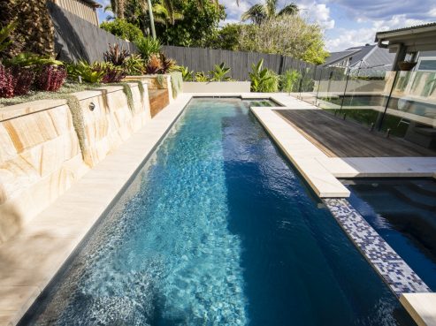 Compass Pools Fastlane fibreglass lap pools with a spa attached