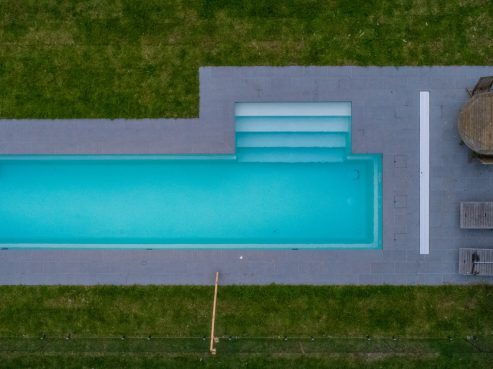 Compass Pools Fastlane lap pool installation from above