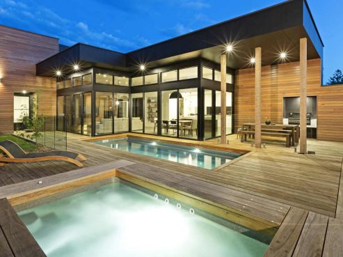 Compass X Trainer fibreglass pool and spa combo