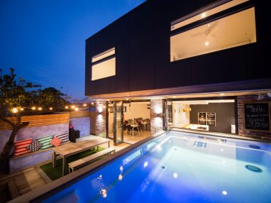 Another view of this beautiful compact backyard Fibreglass Pool Sydney design