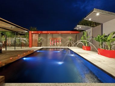 Pool water features - X-Trainer fibreglass pool with deck jets