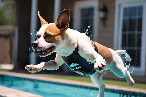 dog diving in pool dog diving in pool