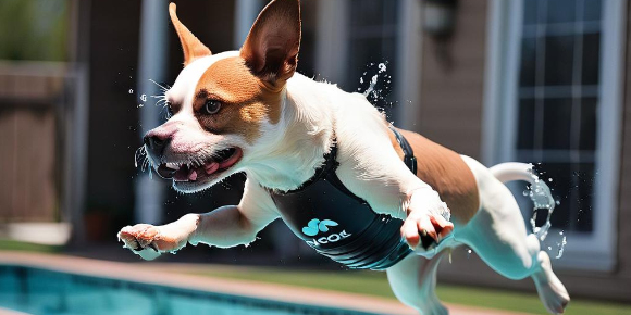 dog diving in pool dog diving in pool